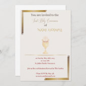 金ゴールドモダンファースト聖餐式招待状 招待状 (正面/裏面)