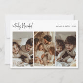 金ゴールドモダンフェリーズ・ナヴィダードクリスマスファミリー写真 シーズンカード (正面)