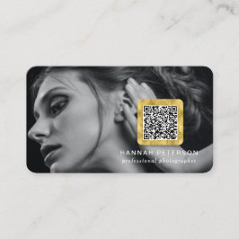 金ゴールドモダンフォトネットワーキングでスキャン可能なQRコード 名刺