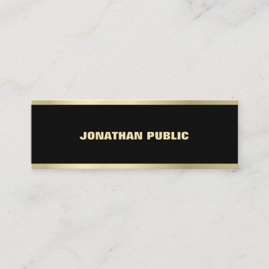 金ゴールドモダンフォントエレガントブシンプルラックスプレーンラグジュアリー スキニー名刺 (正面)