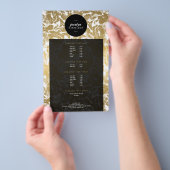 金ゴールドモダンフラワーブラックサークルフライヤー チラシ (ハンドル)