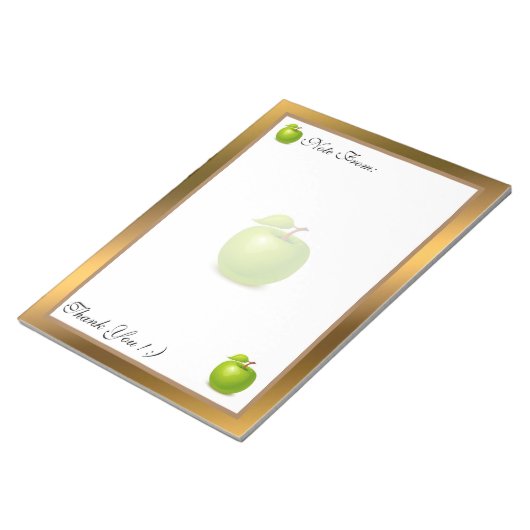 金ゴールドモダンフルーツテキストの追加 ノートパッド (アングル)