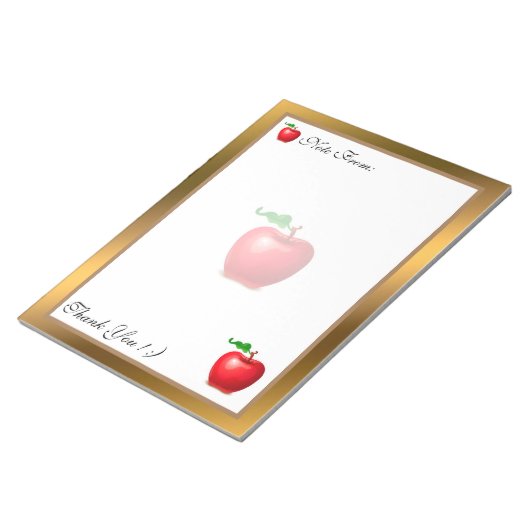 金ゴールドモダンフルーツテキストの追加 ノートパッド (アングル)