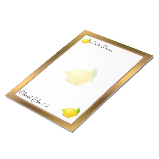 金ゴールドモダンフルーツテキストの追加 ノートパッド (アングル)