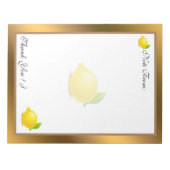 金ゴールドモダンフルーツテキストの追加 ノートパッド (正面)