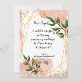 金ゴールドモダンフレームアイボリーが私の花嫁になる 招待状 (正面)