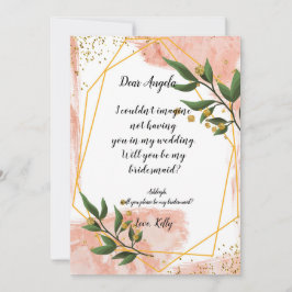 金ゴールドモダンフレームアイボリーが私の花嫁になる 招待状