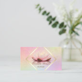 金ゴールドモダンフレーム、紙吹雪エレガントLotus 名刺 (スタンド正面)