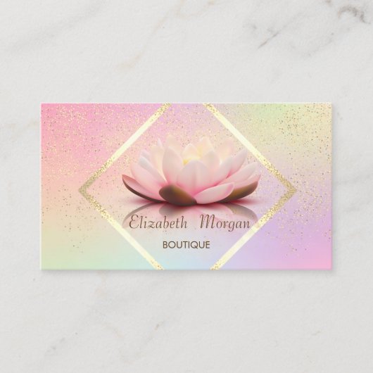 金ゴールドモダンフレーム、紙吹雪エレガントLotus 名刺 (正面)