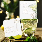 金ゴールドモダンフローラマルガリータブライダルシャワー 招待状