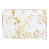 金ゴールドモダンフローラ枕ケース 枕カバー (正面)