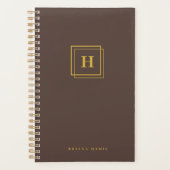 金ゴールドモダンブラウンモノグラム名オーガナイザープランナー プランナー手帳 (正面)