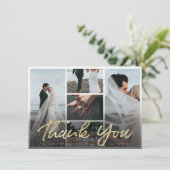 金ゴールドモダンブラシスクリプトタイポグラフィ(写真あり) サンキューカード (スタンド正面)