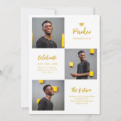 金ゴールドモダンブラシスクリプト写真卒業 招待状 (裏面)