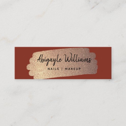 金ゴールドモダンブラシストロークテラコッタ スキニー名刺 (正面)