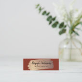 金ゴールドモダンブラシストロークテラコッタ スキニー名刺 (スタンド正面)