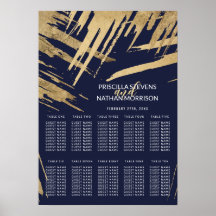 金ゴールドモダンブラシストロークネイビーブルー座席表