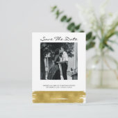 金ゴールドモダンブラシストローク日付はがきを保存 案内ポストカード (スタンド正面)