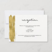 金ゴールドモダンブラシストローク結婚式レセプションカード 招待状 (正面)