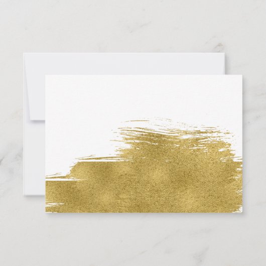 金ゴールドモダンブラシストローク結婚式レセプションカード 招待状 (裏面)