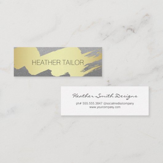 金ゴールドモダンブラシ付きシルバーグラマー スキニー名刺 (正面/裏面)