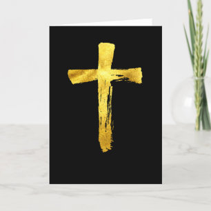 金ゴールドモダンブラシ十字架 – Christian Crucifix シーズンカード