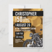 金ゴールドモダンブラックテーマ50歳の誕生日 招待状 (正面)