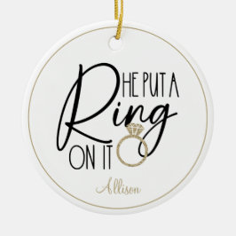 金ゴールドモダンブラックネーム彼はそれにリングや輪を置いた セラミックオーナメント