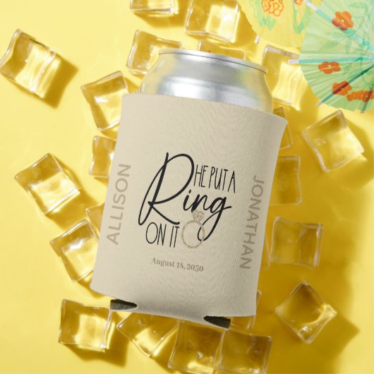 金ゴールドモダンブラックネーム彼はそれにリングや輪を置いた 缶クーラー (インサイチュ 夏)