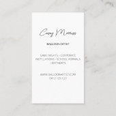 金ゴールドモダンブラックバルーンアーティスト |イベントプランナー 名刺 (裏面)