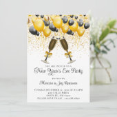 金ゴールドモダンブラックバルーン大晦日パーティー 招待状 (スタンド正面)