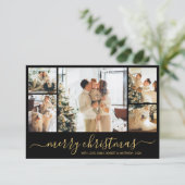 金ゴールドモダンブラックフォトクリスマスホリデーカード 招待状 (スタンド正面)