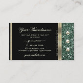 金ゴールドモダンブラックフォレストグリーングリッターダイヤモンド 名刺 (裏面)