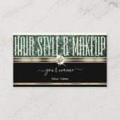 金ゴールドモダンブラックフォレストグリーングリッターダイヤモンド 名刺 (正面)