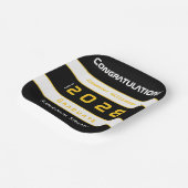 金ゴールドモダンブラック卒業パーティー ペーパープレート (傾斜あり)