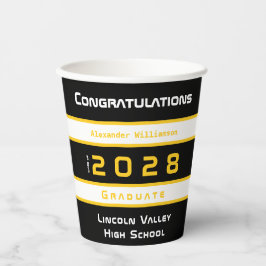 金ゴールドモダンブラック卒業パーティー 紙コップ