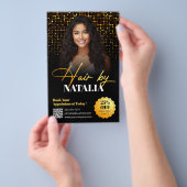 金ゴールドモダンブラックSparkleフォトヘアサロンサービス チラシ (ハンドル)