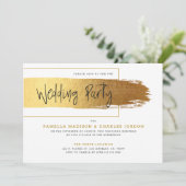 金ゴールドモダンブラッシュストローク黒タイポグラフィ 招待状 (スタンド正面)