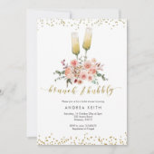 金ゴールドモダンブランチとバブリーブライダルシャワー 招待状 (正面)