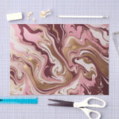 金ゴールドモダンブルゴーニュピンクマーブルフュール誕生日 薄葉紙 (クラフト)