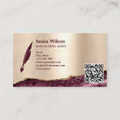 金ゴールドモダンブルゴーニュ公証人ローン署名QRコード 名刺 (裏面)