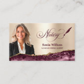 金ゴールドモダンブルゴーニュ公証人ローン署名QRコード 名刺 (正面)