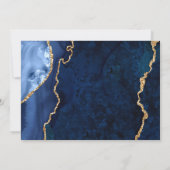 金ゴールドモダンブルーアゲートPHOTOウェディング日付を保存 セーブザデート (裏面)