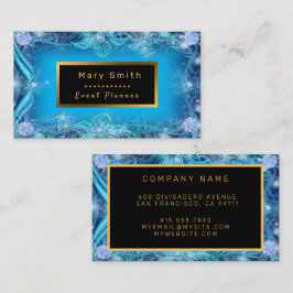 金ゴールドモダンブルーダイヤモンドのテキストの追加 名刺