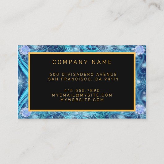 金ゴールドモダンブルーダイヤモンドのテキストの追加 名刺 (裏面)