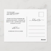 金ゴールドモダンブルーマーブルアゲート卒業ありがとう ポストカード (裏面)