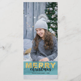 金ゴールドモダンブルーメリークリスマスフォト – Rackcard