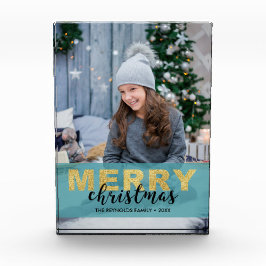 金ゴールドモダンブルーメリークリスマス – フォトブロック