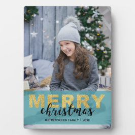 金ゴールドモダンブルーメリークリスマス – フォトプラーク