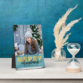 金ゴールドモダンブルーメリークリスマス – フォトプラーク (側面)